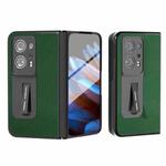 For OPPO Find N2 ABEEL Integrated Black Edge Genuine Leather Mino Phone Case with Holder(Green)