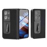 For OPPO Find N2 ABEEL Integrated Genuine Leather Luxury Series Phone Case with Holder(Black)