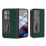 For OPPO Find N2 ABEEL Integrated Genuine Silky Soft ABEEL Phone Case with Holder(Green)