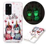 For Huawei P40 Luminous TPU Soft Protective Case(Couple Unicorn)