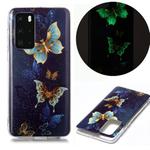 For Huawei P40 Luminous TPU Soft Protective Case(Double Butterflies)