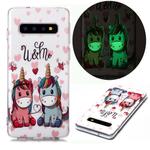 For Samsung Galaxy S10 Luminous TPU Soft Protective Case(Couple Unicorn)