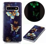 For Samsung Galaxy S10 Luminous TPU Soft Protective Case(Double Butterflies)