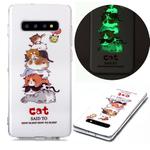 For Samsung Galaxy S10+ Luminous TPU Soft Protective Case(Cats)
