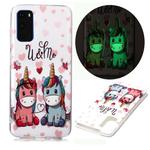 For Samsung Galaxy S20 Luminous TPU Soft Protective Case(Couple Unicorn)