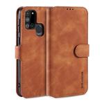 For Samsung Galaxy A21s DG.MING Retro Oil Side Horizontal Flip Case with Holder & Card Slots & Wallet(Brown)