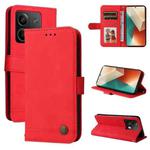 For Xiaomi Redmi Note13 5G Global Skin Feel Life Tree Metal Button Leather Phone Case(Red)