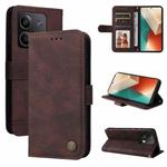 For Xiaomi Redmi Note13 5G Global Skin Feel Life Tree Metal Button Leather Phone Case(Brown)