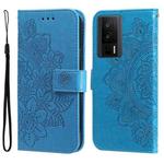 For Xiaomi Redmi K60 / K60 Pro 7-petal Flowers Embossing Leather Phone Case(Blue)