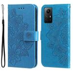 For Xiaomi Redmi Note 12S 4G 7-petal Flowers Embossing Leather Phone Case(Blue)