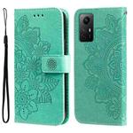 For Xiaomi Redmi Note 12S 4G 7-petal Flowers Embossing Leather Phone Case(Green)