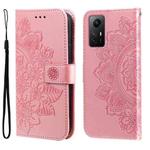 For Xiaomi Redmi Note 12S 4G 7-petal Flowers Embossing Leather Phone Case(Rose Gold)