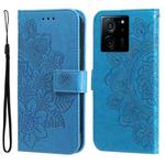 For Xiaomi 13T / Redmi K60 Ultra 7-petal Flowers Embossing Leather Phone Case(Blue)