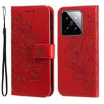 For Xiaomi 14 7-petal Flowers Embossing Leather Phone Case(Red)