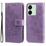 For Xiaomi Redmi 13C 4G 7-petal Flowers Embossing Leather Phone Case(Light Purple)