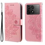 For Xiaomi Redmi K70 / K70 Pro 7-petal Flowers Embossing Leather Phone Case(Rose Gold)