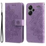 For Xiaomi Redmi Note13 Pro+ 5G Global 7-petal Flowers Embossing Leather Phone Case(Light Purple)