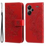 For Xiaomi Redmi Note13 Pro+ 5G Global 7-petal Flowers Embossing Leather Phone Case(Red)