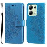 For Xiaomi Redmi Note13 4G 7-petal Flowers Embossing Leather Phone Case(Blue)