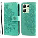 For Xiaomi Redmi Note13 4G 7-petal Flowers Embossing Leather Phone Case(Green)