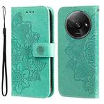 For Xiaomi Redmi A3 7-petal Flowers Embossing Leather Phone Case(Green)