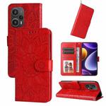 For Xiaomi Redmi Poco F5 Embossed Sunflower Leather Phone Case(Red)
