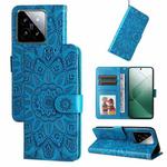 For Xiaomi 14 Embossed Sunflower Leather Phone Case(Blue)