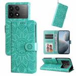 For Xiaomi Redmi K70E Embossed Sunflower Leather Phone Case(Green)