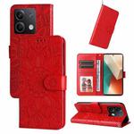 For Xiaomi Redmi Note13 5G Global Embossed Sunflower Leather Phone Case(Red)