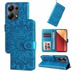 For Xiaomi Redmi Note13 Pro 4G Global/Poco M6 Pro 4G Embossed Sunflower Leather Phone Case(Blue)