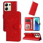 For Xiaomi Redmi Note13 4G Embossed Sunflower Leather Phone Case(Red)