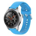 22mm Universal Silver Buckle Silicone Watch Band, Size:L(Blue Sky)