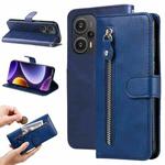 For Xiaomi Redmi Poco F5 Calf Texture Zipper Leather Phone Case(Blue)