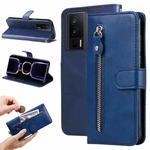 For Xiaomi Redmi K60 / K60 Pro Calf Texture Zipper Leather Phone Case(Blue)