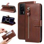 For Xiaomi Redmi K60 / K60 Pro Calf Texture Zipper Leather Phone Case(Brown)