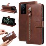 For Xiaomi 13T / Redmi K60 Ultra Calf Texture Zipper Leather Phone Case(Brown)