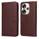 For Xiaomi Poco F6 Classic Calf Texture Flip Leather Phone Case(Brown)