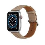 Embossed Line Genuine Leather Watch Band For Apple Watch 8 45mm(Milky Brown)