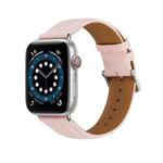 Embossed Line Genuine Leather Watch Band For Apple Watch SE 2022 44mm(Pink)