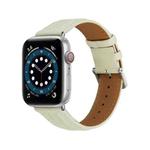 Embossed Line Genuine Leather Watch Band For Apple Watch 7 41mm(Milky White)