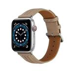 Embossed Line Genuine Leather Watch Band For Apple Watch 6 40mm(Milky Brown)