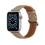 Embossed Line Genuine Leather Watch Band For Apple Watch SE 2023 44mm(Milky Brown)