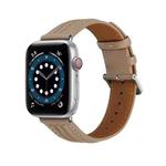 Embossed Line Genuine Leather Watch Band For Apple Watch SE 2023 40mm(Milky Brown)