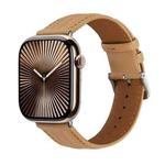 Embossed Line Genuine Leather Watch Band For Apple Watch Series 10 46mm(Khaki)