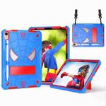 For iPad 10th Gen 10.9 2022 Spider Texture Silicone Hybrid PC Tablet Case with Shoulder Strap(Blue + Red)