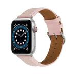 Embossed Love Genuine Leather Watch Band For Apple Watch 5 44mm(Pink)