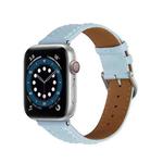 Embossed Love Genuine Leather Watch Band For Apple Watch 4 40mm(Blue)