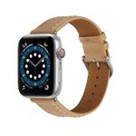 Embossed Love Genuine Leather Watch Band For Apple Watch 9 41mm(Khaki)