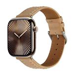 Embossed Love Genuine Leather Watch Band For Apple Watch Series 10 42mm(Khaki)