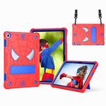 For Lenovo Tab M10 3rd Gen Spider Texture Silicone Hybrid PC Tablet Case with Shoulder Strap(Red + Blue)